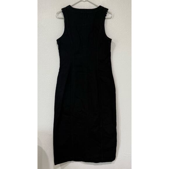 NWT Madewell Denim V Neck Midi Dress Button Up Sleeveless Clean Black Wash 8 - Picture 5 of 10